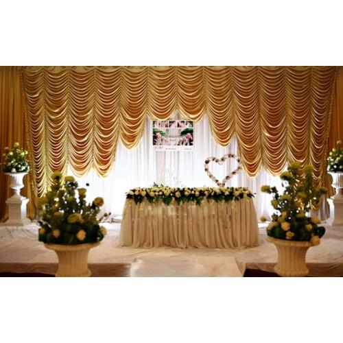 Gold Waterfall Wedding Backdrop Drapes Curtain 10ft x 20ft wholesale wedding fabric party Backdrop banquet stage decorations