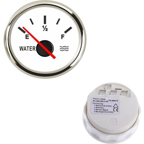 0~190ohm Water Tank Level Gauge Indicator 52mm Auto Marine Boat Water Level Gauge with Backlight