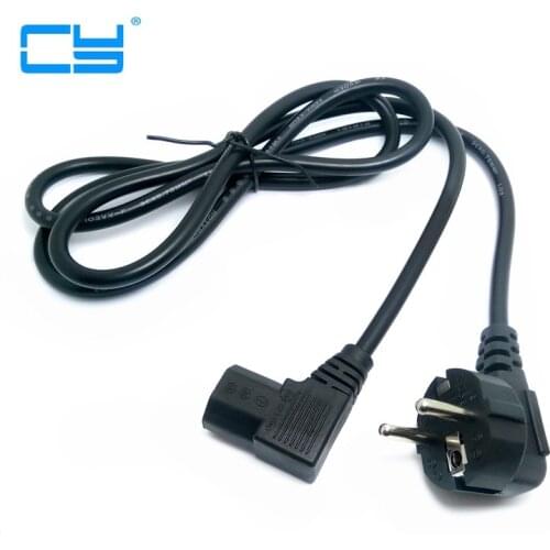 1.5M/5FT C13 IEC Kettle 90 right angle Degree to European 2 pin Round AC EU Plug Power Cable Lead Cord PC 150CM