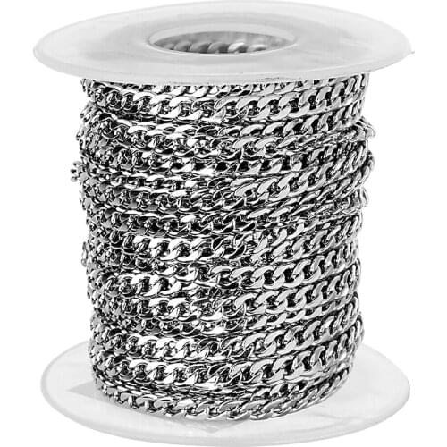 1 Roll 10 Yards Stainless Steel Curb Chain for Jewelry Making Extenders Crafts