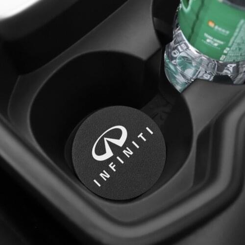 2Pcs Car Styling Cup Mat PU Leather Coaster Water Slot Non-Slip Pad For Infiniti Q30 Q50 Q50L Q60 Q70L QX30 QX50 QX60 QX70 QX80
