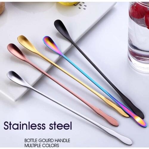 6pcs Extra Long Handle Cutlery Set Stainless Steel Kitchen Utensils Sets Ice Spoons Teaspoons Christmas Tableware Sets Wholesale