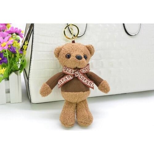 Teddy Bear Keychain Plush Toy Stuffed Teddy Bear Imitation Rabbit Fur Pompon Fluffy Backpack Bag Pendant Plush Teddy Bear Toys