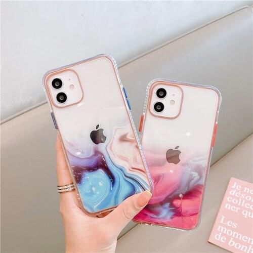 Watercolor Painting Phone Case For iPhone 12 11 Pro Max Mini X XS XR 7 8 Plus SE 2020 Clear Shockproof Cover Coque Funda