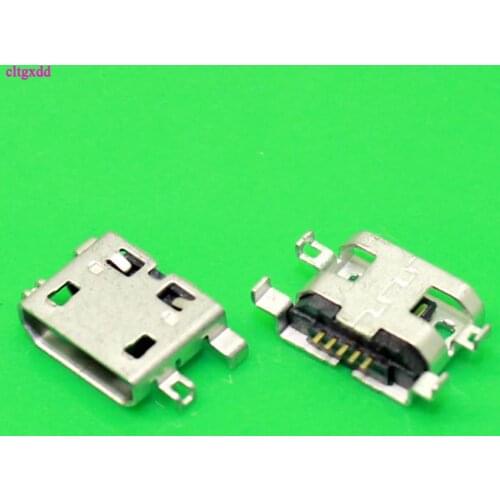 Cltgdxx 100pcs Micro USB 5pin heavy plate no side with hole Flat mouth Female Connector For Mobile Phone Mini USB Jack