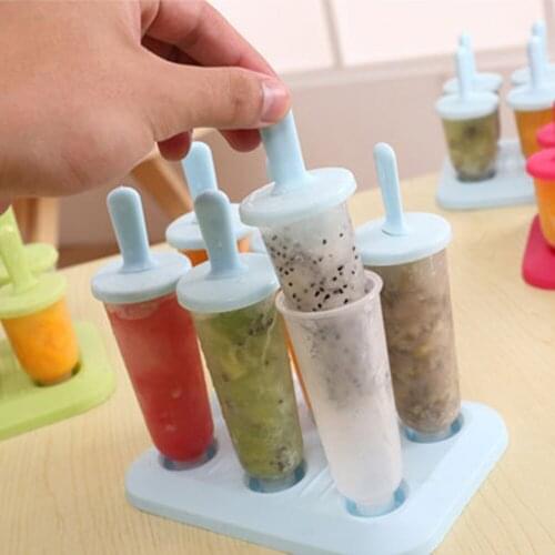 6 Grids Ice Cream Mold DIY Homemade Freezer Ice Lolly Mould Cute Dessert Molds Popsicle Maker POPsicle Mould Kitchen Tools