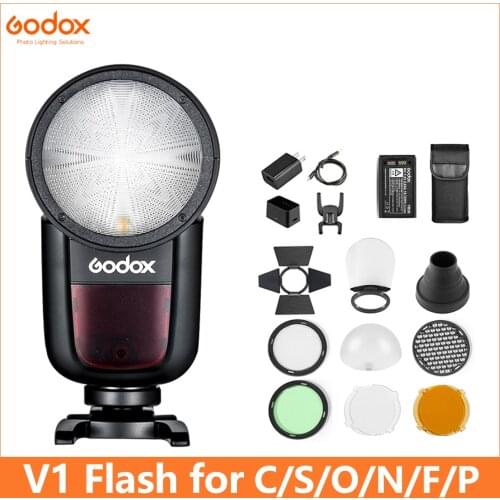 In Stock!!! Godox V1 Flash Speedlight for SONY Canon Nikon Fujifilm Olympus Flash Camera Flashlight TTL Speedlite Li-ion Battery