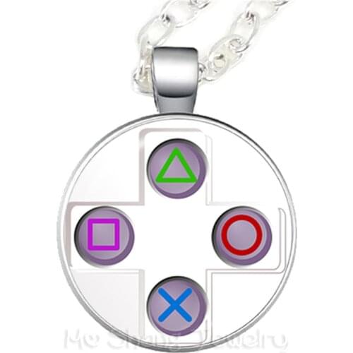 Perfect Game Controller Necklace Geeky Friends Creative Gift Idea Jewelry Video Game Controller Pattern 25mm Glass Dome Pendant