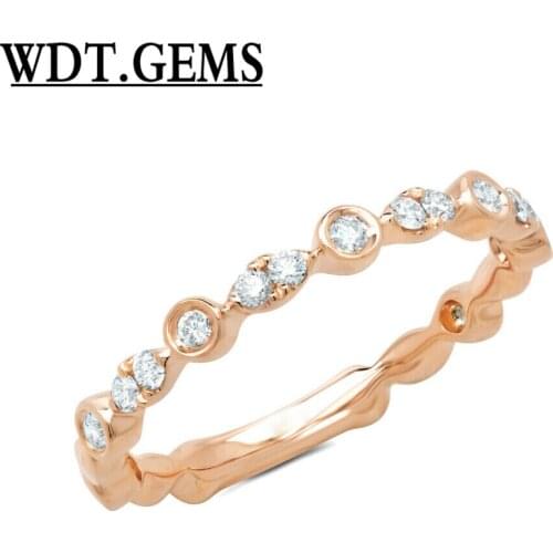 10K Yellow Gold Round Bezel Marquise Eye Shape Diamond Statement Ring Band Stack