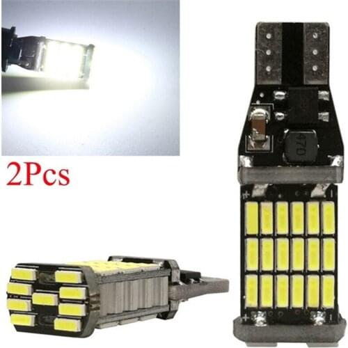 2Pcs High Power Auto Bulb White DC 12V Car Reverse Back Light T15 W16W 45 SMD 4014 Turn Signal Lamp LED Canbus