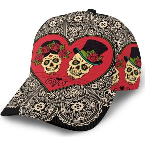 Mexican Sugar Skulls With Heart And Lace Baseball Cap women men snapback caps Classic Style hat Casual Sport Outdoor cap