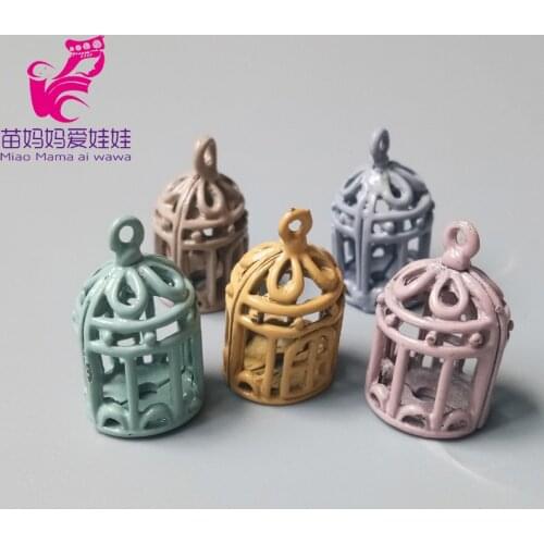 Miniature food play scene model doll house toy model accessories mini color bird cage decoration