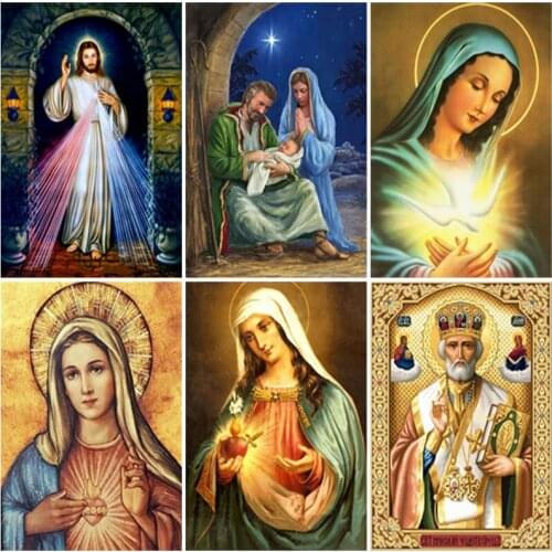 Diy Virgin 5D Diamond Painting Full Square Drill Rhinestones Mosaic Religion Diamond Embroidery Cross Stitch Kit Wall Art Gift