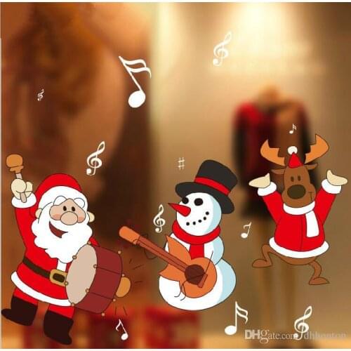 Christmas window stickers Snowflake Santa reindeer window display without glue electrostatic incognito Marry Christmas Wall Stic