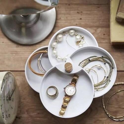 Charm 4-Tier Plastic Jewelry Rotatable Display Organizer Case Tray Holder Earrings Rings Storage Box Home Decor