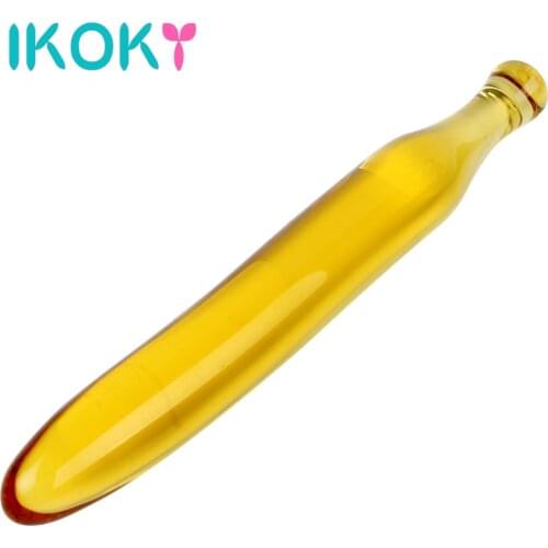 IKOKY Huge Big Dildo Masturbator for Women G-spot Massage Banana Fake Penis Anal Plug Vegetable Sex Toys Crystal Glass Dildo