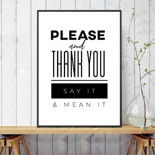 PLEASE AND THANK YOU Canvas Wall Minimalist Quotes Art Print Modern Poster Wall Pictures Living Room Decor