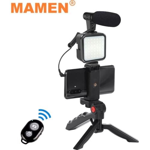 MAMEN Professional Vlogging Video Shooting KITs With Mini Tripod Bluetooth Selfie Control For SLR Camera Smartphone Recording