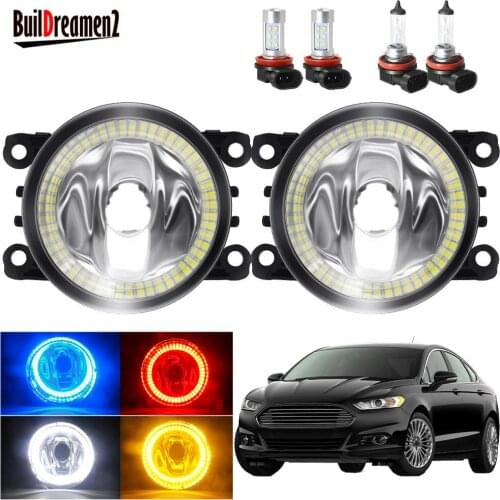 Angel Eye Fog Light DRL For Ford Mondeo Fusion 2013-2016 Car Front Bumper Fog Lamp with Halo Daytime Running Light H11 12V