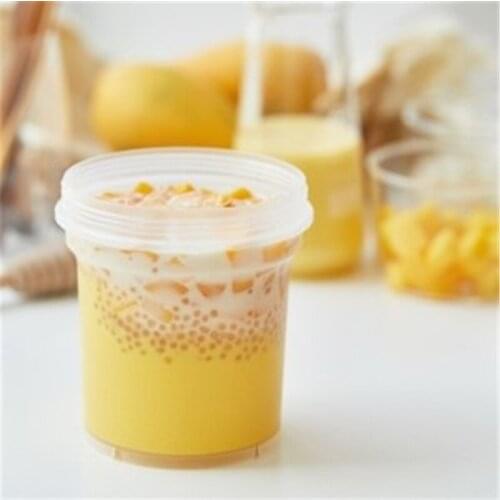 Pudding Cake Cup Ice Cream Takeaway Packaging Box Cup PP Injection Thickened Double Cover Leakproof 10PCS