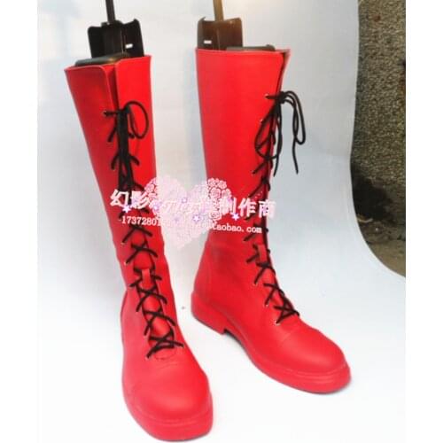 Puella Magi Madoka Magica Kaname Madoka Red Halloween Long Cosplay Shoes Boots H016