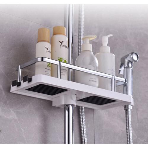 WALFOS Adjustable Practical Shelf Shelf Shower Storage Rack Bathroom Shelf Shampoo Tray Free of Perforation Household Products