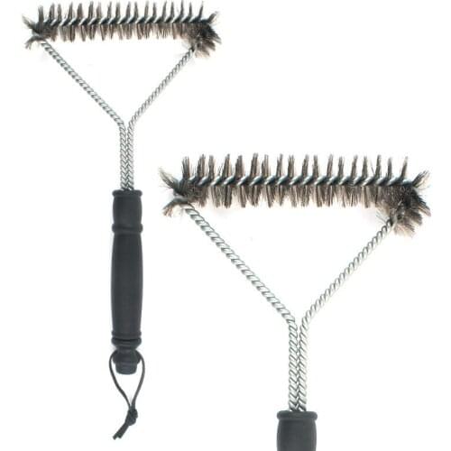 BBQ Cleaning Brush Stainless Steel Long-handled Curly Y-shape Wire Bristle Triangle Cleaning Brushes Home Kitchen Barbecue Tool