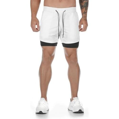 Summer Running Shorts Men Shorts Double-deck Adjustable Waistband Polyester Highly Elastic Running Shorts Gym Men Shorts Pants