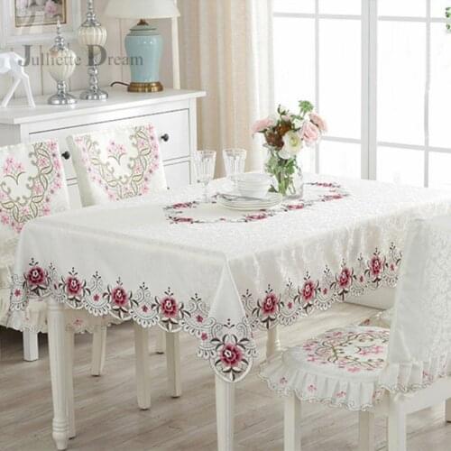 New European Floral Embroidery lace Tablecloth Round Table cloth Dining table cloth tea carbinet cover wedding Decor Table Cover