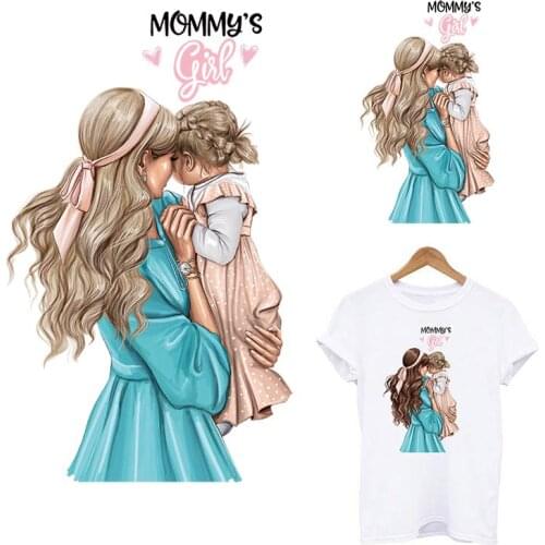 Super Mom& Baby Thermal Transfers Sticker On Clothes Of One Application Heat-sensitive Iron On Patches For T-shirt Woman Decor
