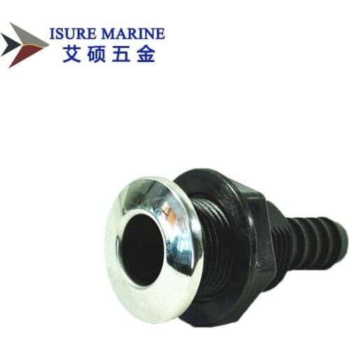 Thru Hull Fitting Marine Boat Hose 5/8'' Plastic With Stainless Rim