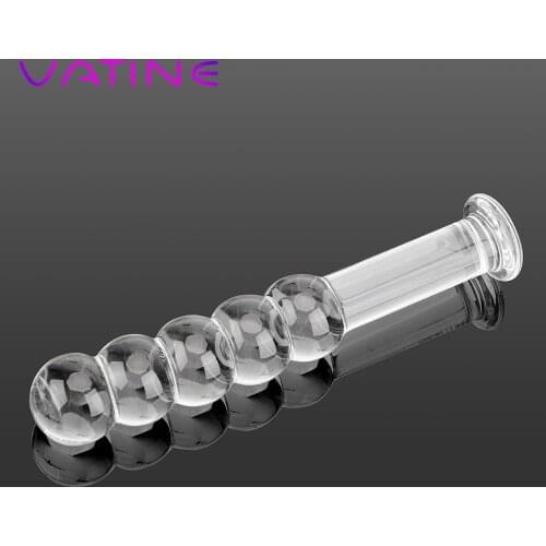 VATINE Glass Anal Plug Butt Plug Vagina Stimulation Anal Dildo Bead Pyrex Crystal Sex Toys for Women Female Masturbation