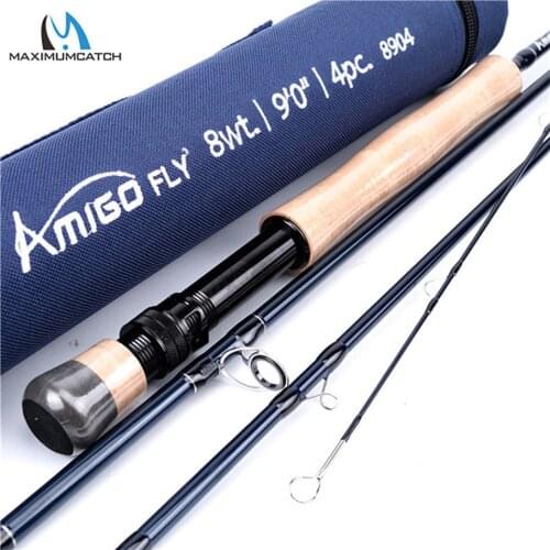 Maximumcatch Amigo 8.6ft/9ft Fast Action Fly Fishing Rod 4-7wt 30T SK Carbon Fiber Fly Rod with Cordura Tube