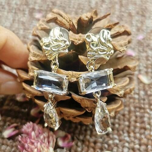 Zerong newest crystal dangling Earrings silver gold earring animals head drop earing for lady jewelry decoration
