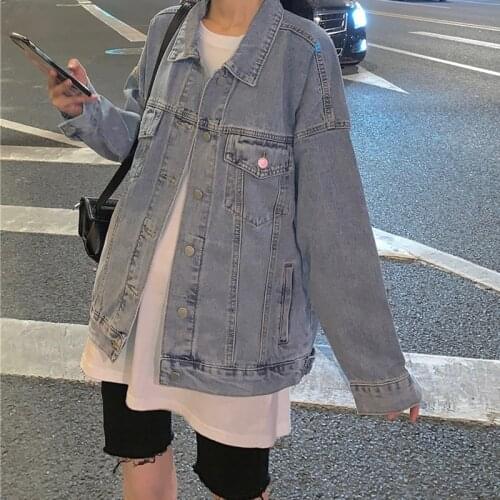 2021 Plus Size Jeans Denim Coat New Jean Jacket Women Clothes Loose Fashion Womens Spring Autumn Jacket Solid Casual Tops 16291