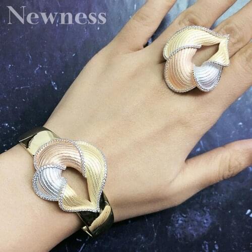 Newness Luxury DUBAI Cubic ZirconiaBangle Ring Set Fashion Jewelry Sets For Women African Beads Jewelry Sets