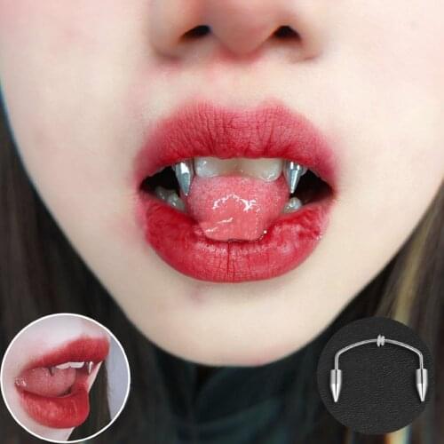 1PC Dracula Nail Surgical Steel Smiley Piercing Jewelry Septum Piercing Body Decorations Vampire Fangs Zombie Teeth