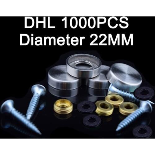 DHL 1000PCS 22mm Diameter Advertisement Fixing Screws Standoff Covers 304 stainless steel Flat Mirror Screws Cover Caps KF965