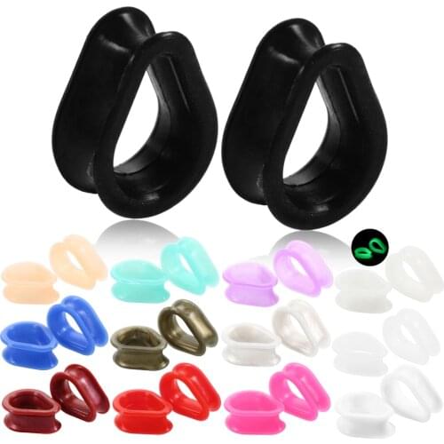 2Pcs Silicone Water Drop Double Flared Flesh Tunnel Ear Gauges Women Ear Stretchers Plugs Earring Expander Body Piercing Jewelry