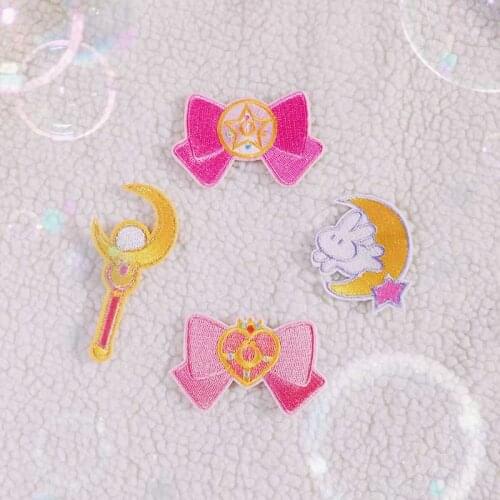 4pcs sailor crystal star rod stick embroidery embroidered Iron patch Clothes Sticker diy