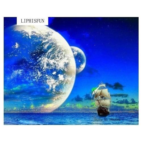 5D Full Drill DIY Diamond Painting Scenery Sky Another Ship Square Rhinestone Diamond Embroidery Cross Stitch home decor