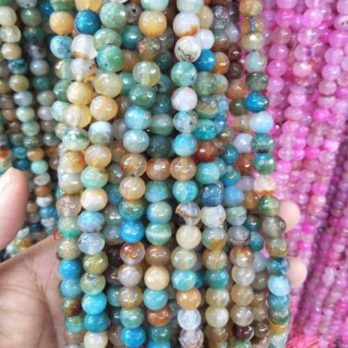 6 8 10 MM Pick Size Natural Stone Faceted Agates Beads Round Loose Beads For Jewelry Making Craft Material Bracelet Accessories