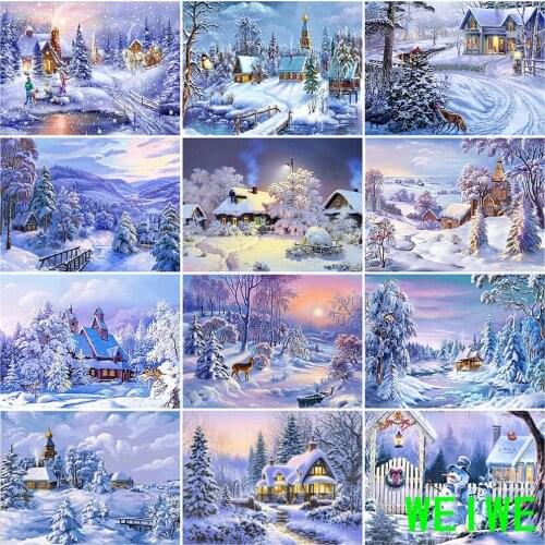 Rhinestone Art Full Square Diamond Embroidery Winter Scenery 5D DIY Diamond Painting House Handicrafts Home Decor weiwei wall ar