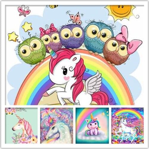 Daimond Embroidery 5D Full Square/Round drill Cartoon unicorn Bear Diamond Rhinestone Crystal Cross Stitch Mosaic Child gift