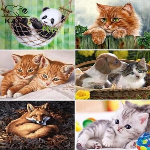 Cute Cat Diamond Painting Panda Animal Embroidery Crossing Diy Pet Mosaic Art Gift Cross Stitch Home Decoration
