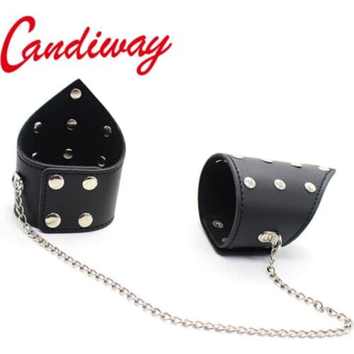 BDSM punk Ankle-cuffs Leather Handcuff Restraints Bondage Fetish Cosplay cop Wrist sex toy for couple slave rule play