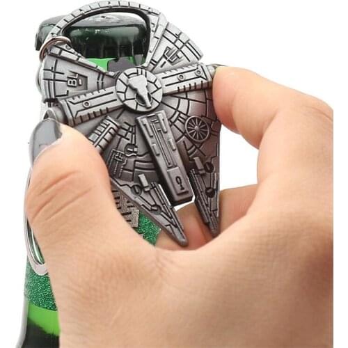 Movie Millennium Falcon Key Chain Cosplay Badge Bottle Opener Fashion Fancy Funny Souvenir Gift Spaceship Key Ring