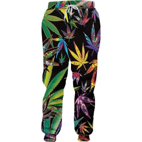 The New Fashion 3D Pants Classic Multi-color Weed Leaf Printing Mens Casual Spring And Hip Hip-hop Style Joggers Pants