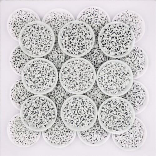 50pcs White Round Acrylic Alphabet Pick Separate Letter Beads For Beading DIY Bracelet Necklace Jewelry Making Accessories 7mm