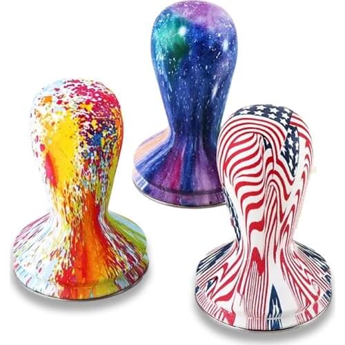 58MM Colorful Silicone Handle Stainless Steel Coffee Tamper Solid Coffee Barista Tool Espresso Coffee Tamper Flate Base Press